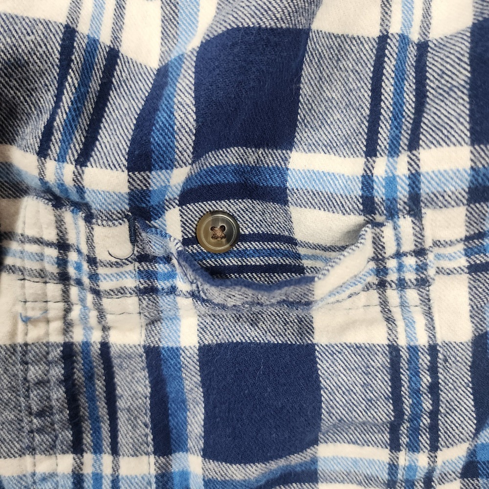 Blue Mountain Flannel Shirt Mens 2X Blue Plaid Fair Condition Long Sleeve Cotton - Picture 4 of 7